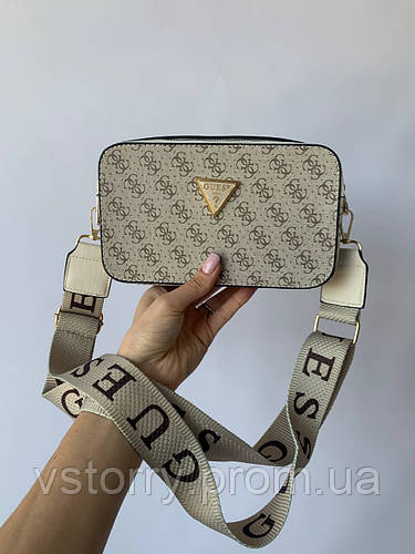 Женская сумочка через плечо Гесс Женский кросс - боди клатч Guess беж ...
