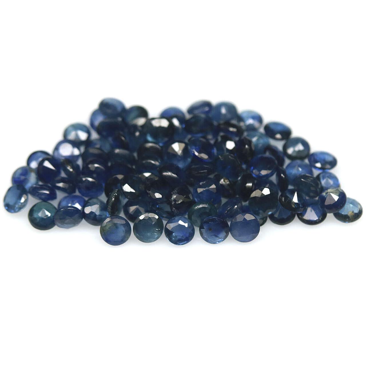 7.07 кт. Природний синій сапфір круг 2.4-2.5 мм. 91 шт., фото 1