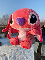 Велика плюшева іграшка Стіч рожевий 45 см, м'яка гіпоалергенна іграшка Янгол, пухнаста іграшка подушка Стіч