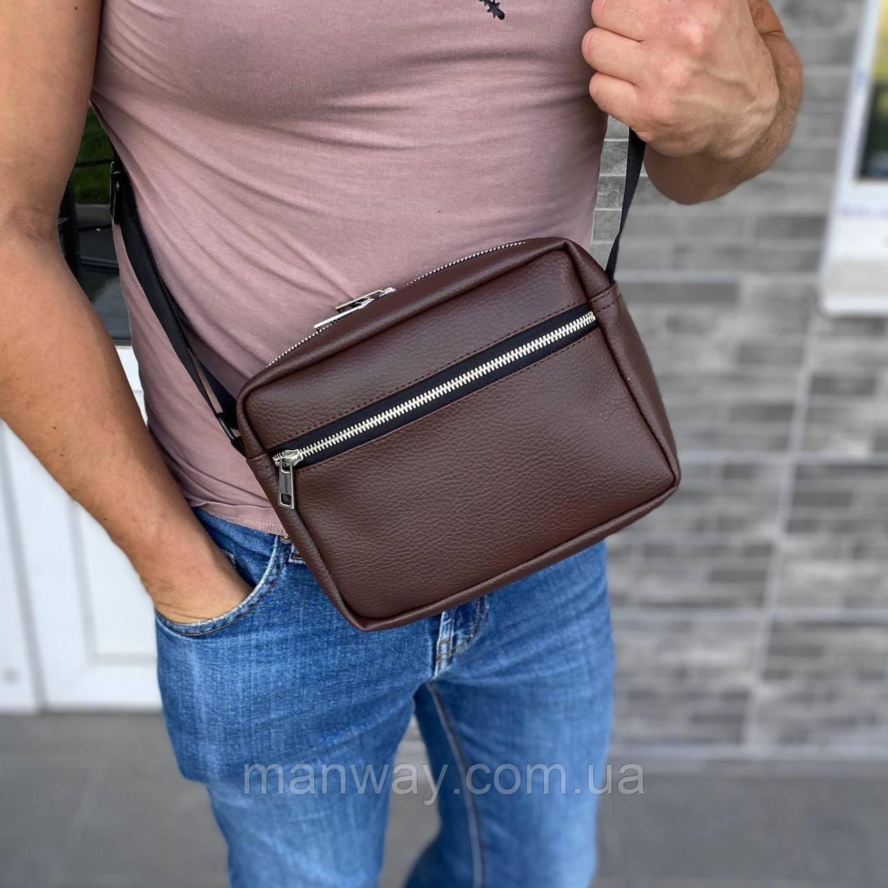 Коричнева сумка через плече Galaxy brown багато відділень