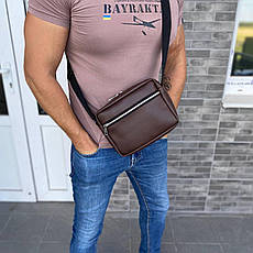 Коричнева сумка через плече Galaxy brown багато відділень, фото 3