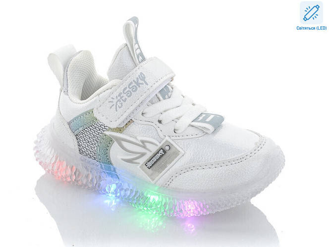 Кроссовки для девочки белые с LED подсветкой Bessky размер c 22 по 27 ...