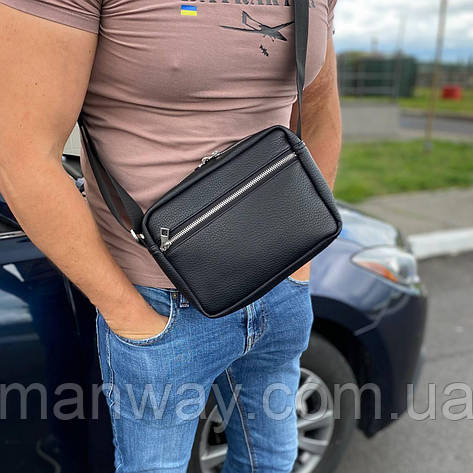 Чорна сумка через плече месенджер багато відділень Galaxy mw, фото 1