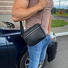 Чорна сумка через плече месенджер багато відділень Galaxy mw, фото 3