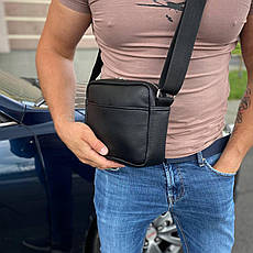 Чорна сумка через плече месенджер багато відділень Galaxy mw, фото 5