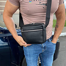 Чорна сумка через плече месенджер багато відділень Galaxy mw, фото 4