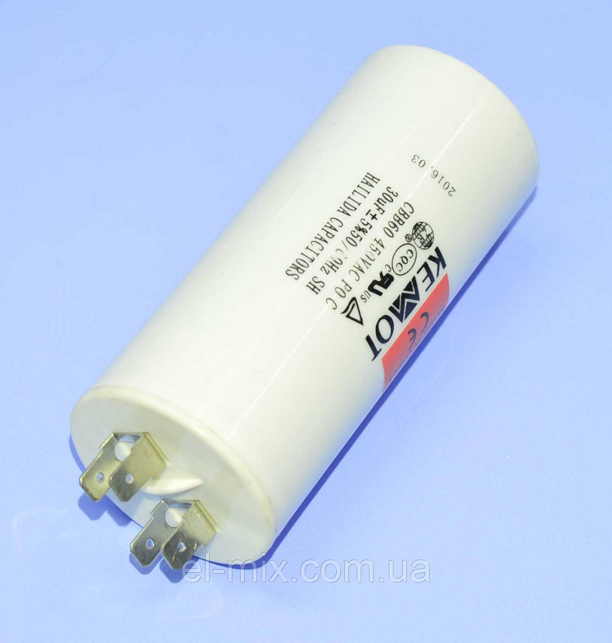 Конденсатор CBB-60M 30µF 450VAC ±5% клеми+болт 45*108мм Kemot URZ3135