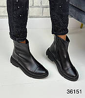 Женские ботинки кожаные черные демисезонные
