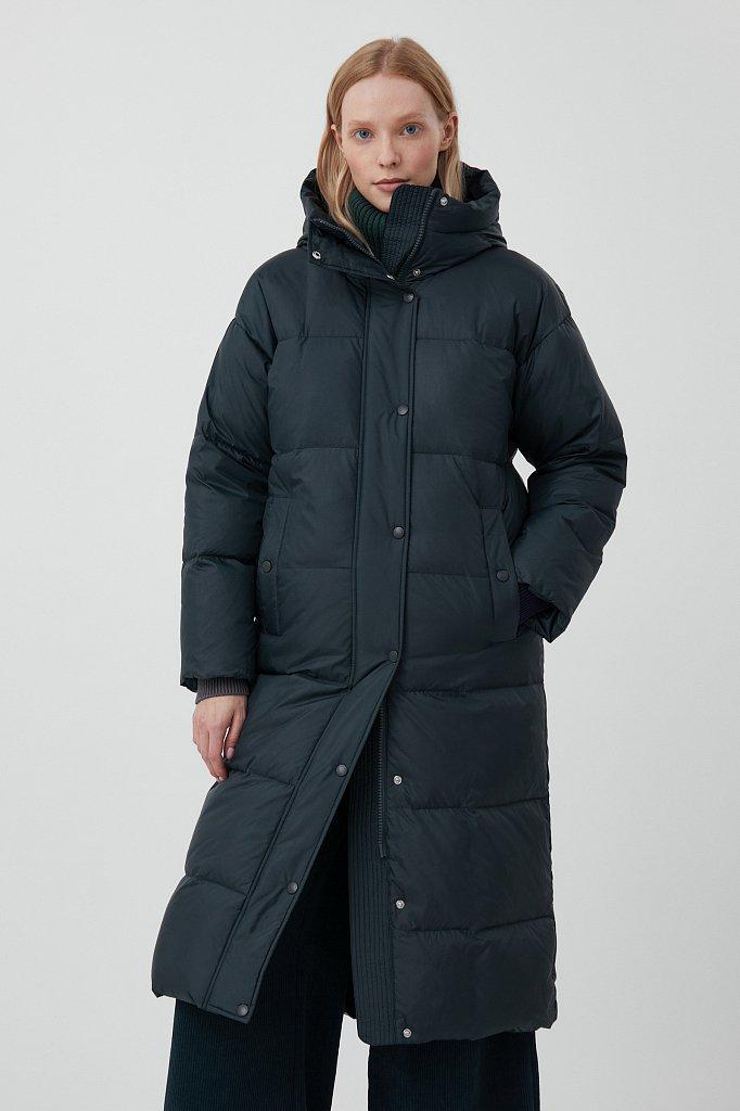 Довгий жіночий пуховик Finn Flare FAB11039-530 зелений 2XL
