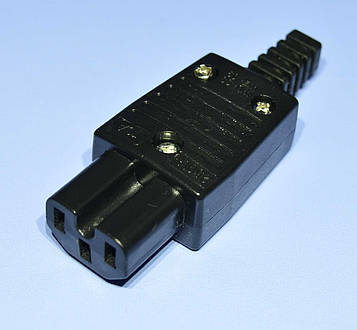 Гніздо живлення АС (мережеве) 3pin, паз, кабельне 1-0152-1