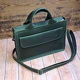 Шкіряна офісна сумка GS зеленого кольору, фото 2