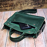 Шкіряна офісна сумка GS зеленого кольору, фото 3