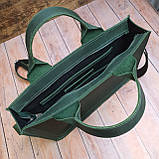 Шкіряна офісна сумка GS зеленого кольору, фото 4