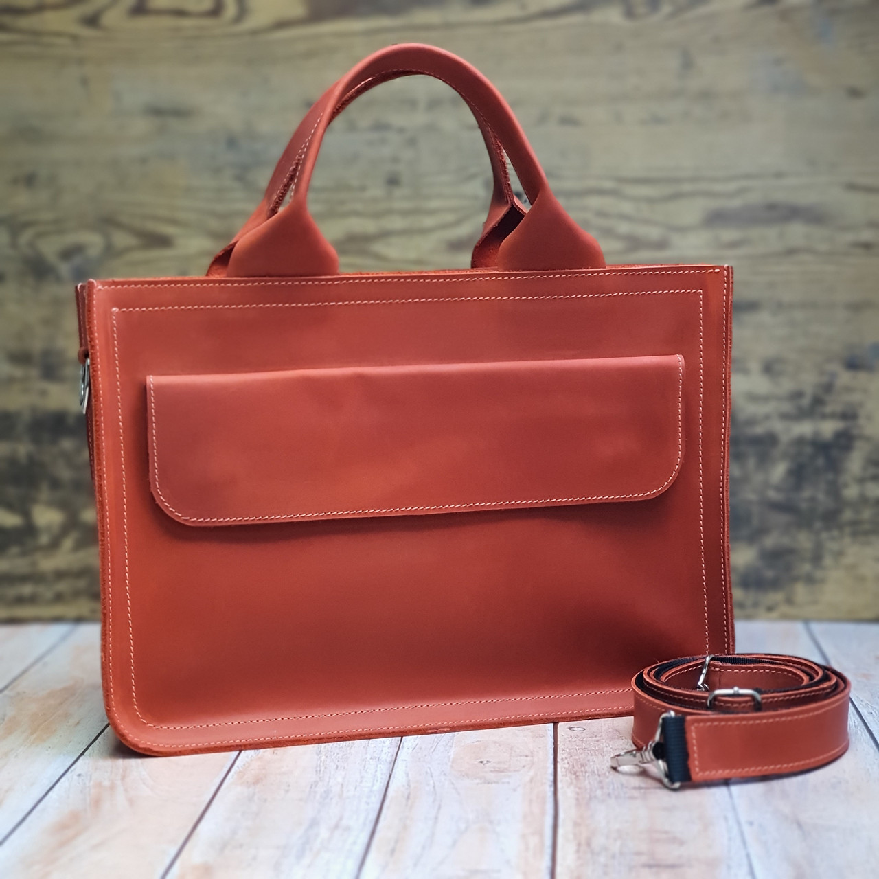Шкіряна офісна сумка GS червоного кольору, фото 1