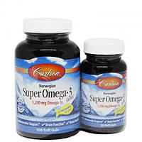 Омега 3 Carlson Labs Super Omega-3 Gems 100+30 Soft Gels (fish gelatin) PS, код: 7645850