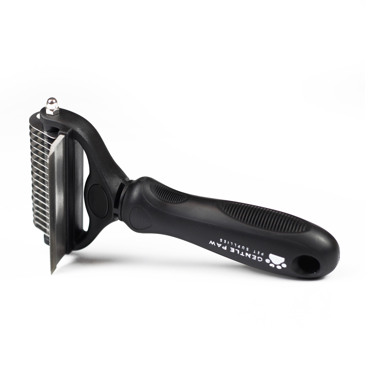 Фурмінатор колтуноріз для тварин 2в1 Gentle Paw чорний / Щітка для вичісування шерсті у собак і котів 7,5 см, фото 1