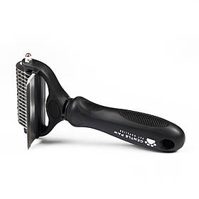 Фурмінатор колтуноріз для тварин 2в1 Gentle Paw чорний / Щітка для вичісування шерсті у собак і котів 7,5 см