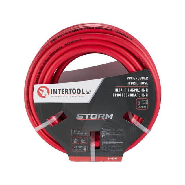 Шланг гібридний професійний, 20 атм, 6*11 мм, 15 м, STORM INTERTOOL Гібридний шланг
