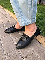 Туфли женские Messimod H21Y5235-01-black лоферы кожаные черные