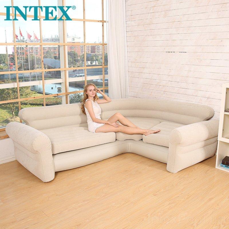 Надувной диван Угловой диван Intex 68575, 257 х 203 х 76 см Бежевый PS, код: 2404893 - фото 2 - id-p1951870582