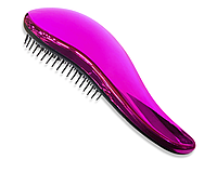 Расческа/массажка для волос маленькая с мягкими зубчиками блестящая 15см:Розовый