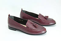 Женские туфли лоферы BURC 4036-Bordo бордовые на низком ходу 37