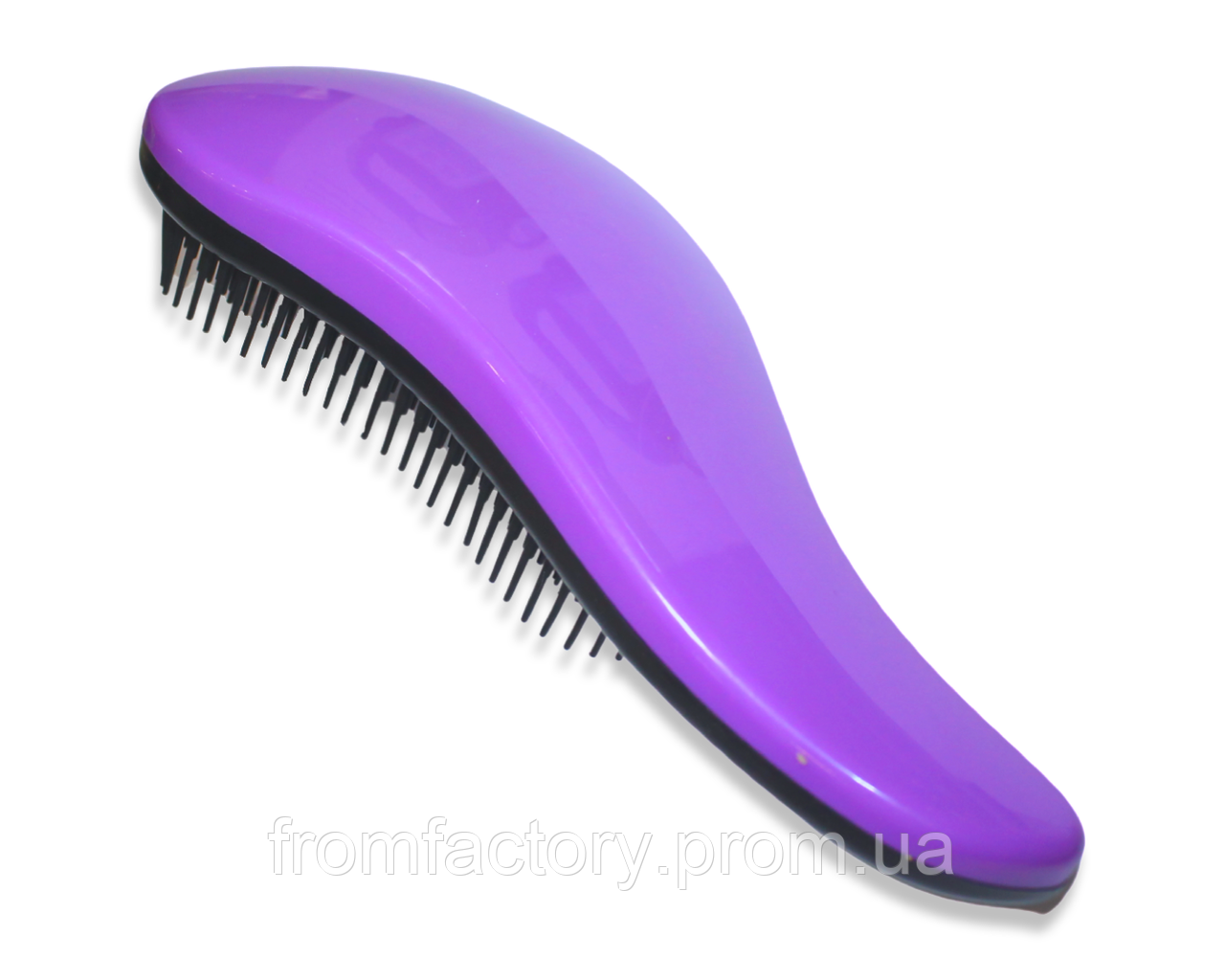 Гребінець/масажка для волосся великий з м'якими зубчиками матовий 19 см:Фіолетовий