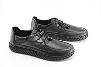Женские туфли мокасины Aras Shoes 111 черные на шнуровке 39
