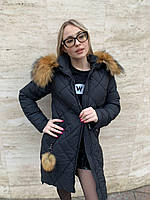 Женская зимняя куртка Visdeer  812-B01 черная с капюшоном S XL