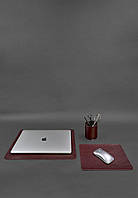 Набор для рабочего стола из натуральной кожи 1.0 бордовый краст BlankNote GR, код: 8132741