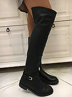 Сапоги женские ботфорты VENSI V9 черные на низком каблуке 38