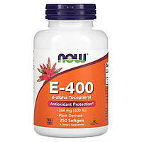 Витамин Е E-400 Now Foods 268 мг 400 МЕ 250 гелевых капсул TE, код: 7701244