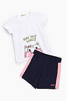 Костюм для девочки Breeze 1080 футболка + шорты 110 см Белый (2000989655480) TV, код: 8021133