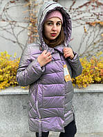 Куртка зимняя женская  AnaVista 06-12 эко-кожа с капюшоном 48 56
