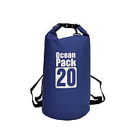 Водонепроникна сумка рюкзак гермомішок із шлейкою на плече Ocean Pack 20 л Blue (5535821539 KM, код: 1925528