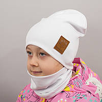 Детская шапка с хомутом КАНТА Лапка размер 52-56 белый (OC-557) PR, код: 6489554