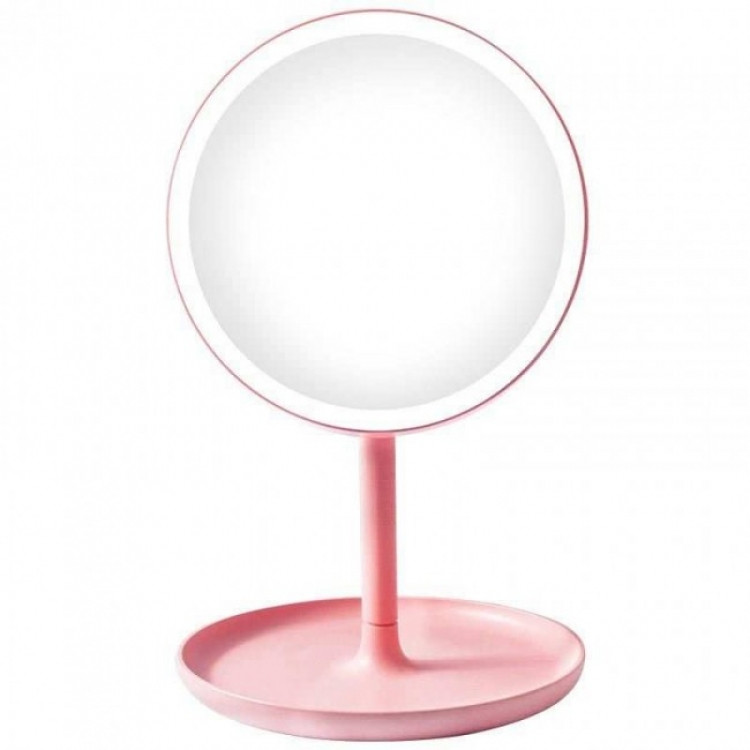 Настільне дзеркало з LED-підсвіткою і підставкою під прикраси Mine 28х18 см Рожевий (hub_lt5 GR, код: 7784206