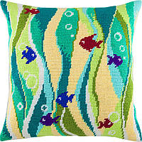Набір для вишивання декоративної подушки Чарівниця Рибки у водоростях 40×40 см V-101 ES, код: 7243055