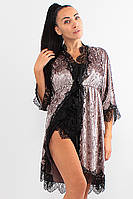 Комплект Камилла халат + пижама Ghazel 17111-123 Фуксия халат Черный комплект 42 PR, код: 7357906