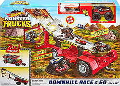 Трек Хот Вілс Пересувний Трамплін Hot Wheels Monster Trucks DownHill Race & Go Playset GFR15 Mattel Оригінал