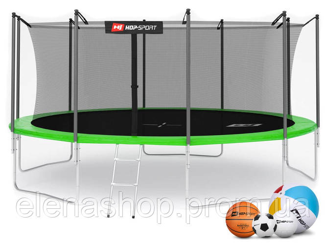 Купить Батут Hop-Sport 16ft 488cm зеленый с внутренней сеткой ES, код ...