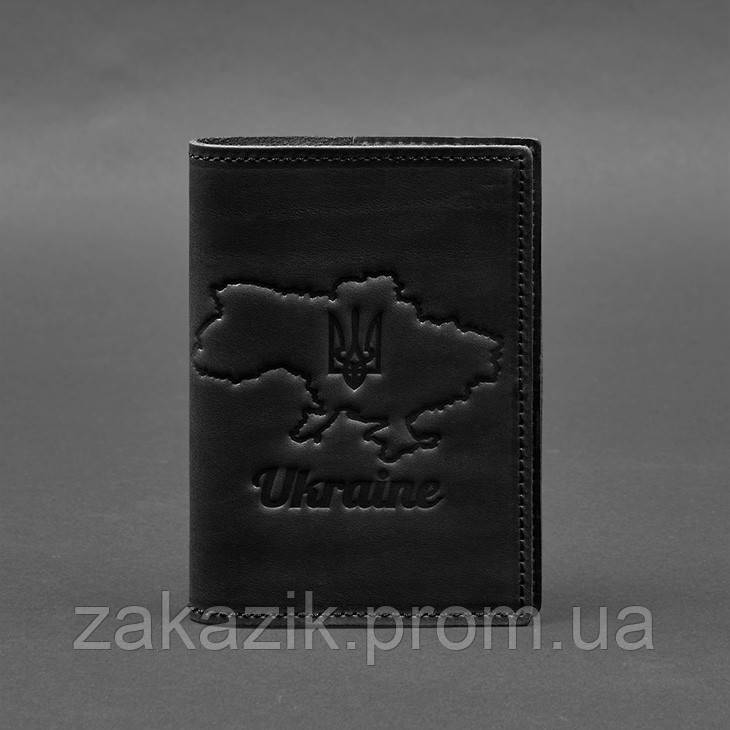 Кожаная обложка для паспорта с картой Украины черный Crazy Horse BlankNote ZZ, код: 8132080 - фото 5 - id-p1952658953