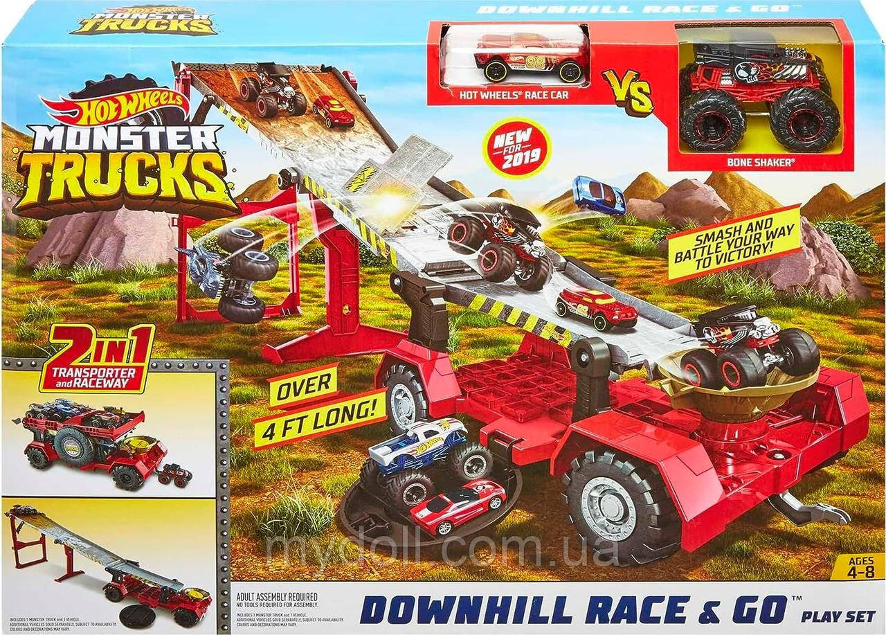 Трек Хот Вілс Пересувний Трамплін Hot Wheels Monster Trucks DownHill Race & Go Playset GFR15 Mattel Оригінал