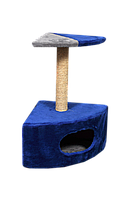 Домик-когтеточка (дряпка) Мур-Мяу Угловой - 1 в джутовой веревке Сине-серый AO, код: 5866247