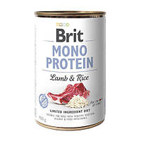 Влажный корм для собак Brit Mono Protein с ягненком и рисом 400 г (8595602529728) KM, код: 7567972