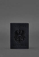 Кожаная обложка для паспорта с австрийским гербом темно-синяя Crazy Horse BlankNote PR, код: 8131807