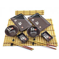 Сервиз для суши None Иероглифы на шоколадном фоне 2 персоны 39х27,5х5,5 см (DN34282E) PR, код: 7487783
