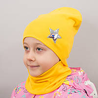 Детская шапка с хомутом КАНТА Звезда размер 48-52 желтый (OC-580) ML, код: 6489526