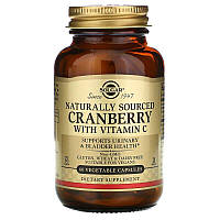 Журавлина + вітамін Cranberry Vitamin C Solgar натуральна 60 рослинних капсул KB, код: 7701382