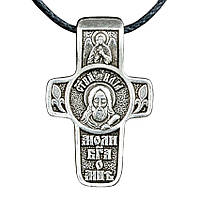 Крест нательный посеребренный Silvering Илья Святой Преподобный Илия Муромец Печерский 3х1,8х BX, код: 6838736